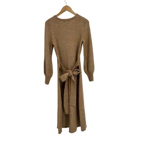 Rachel Zoe Tie Back Crew Neck Maxi Sweater Dress Medium Camel Brown Minimalist - Picture 2 of 5